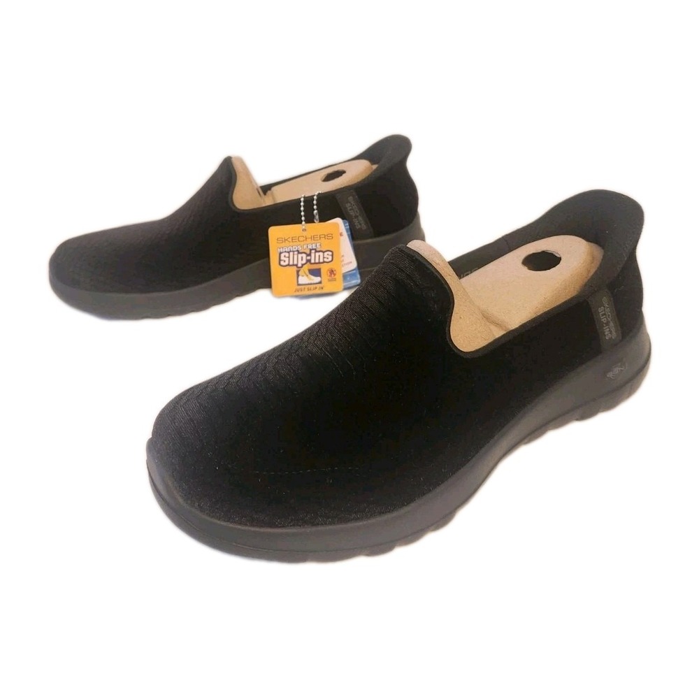 Skechers Womens Go Walk Joy Sz 9 Black Velour Snake Skin Walking Slip-Ins Shoes